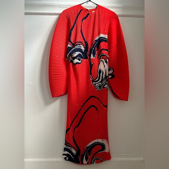 Solace London Singer Pleated Printed Crepe Dress size 8 - Picture 7 of 16